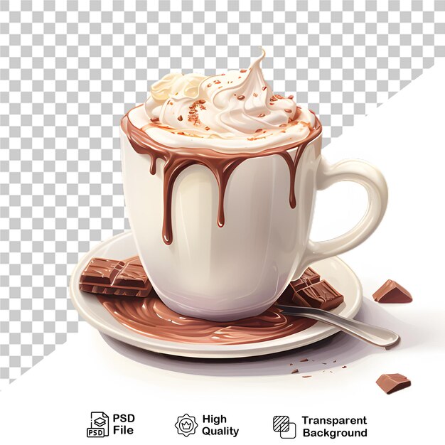 PSD tazza di caffè con cioccolato su sfondo trasparente file png