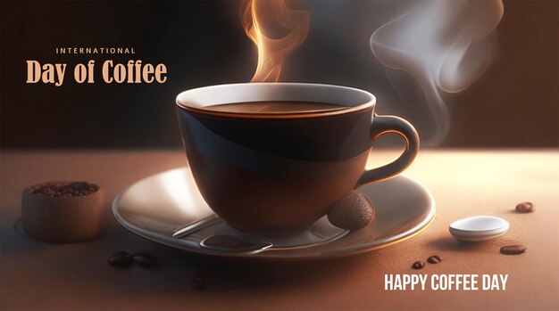 PSD coffee cup with smoke float up