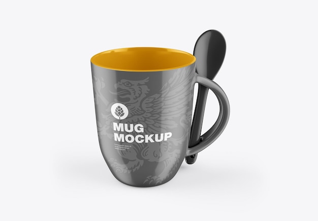 Tazza di caffè con cucchiaio mockup