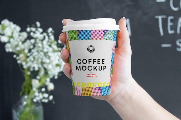 PSD coffee cup with womam hand