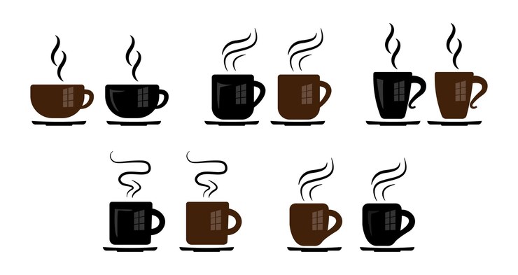 PSD coffee cups with steam