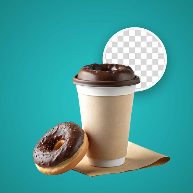 PSD coffee and donuts 3d illustration