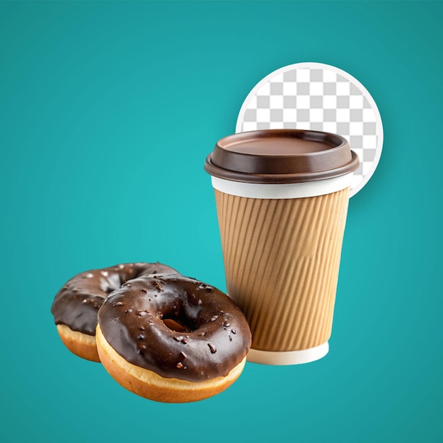 PSD coffee and donuts 3d illustration