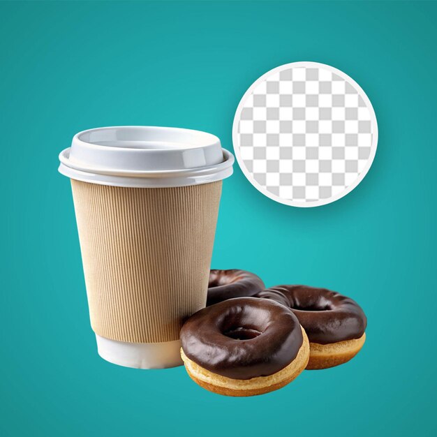 PSD coffee and donuts 3d illustration