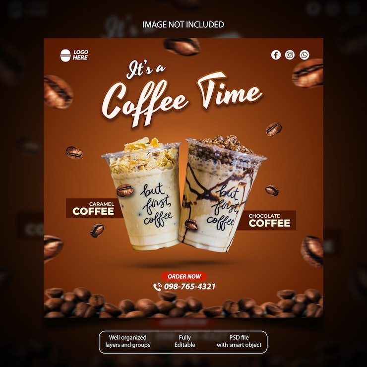 PSD coffee drink social media post