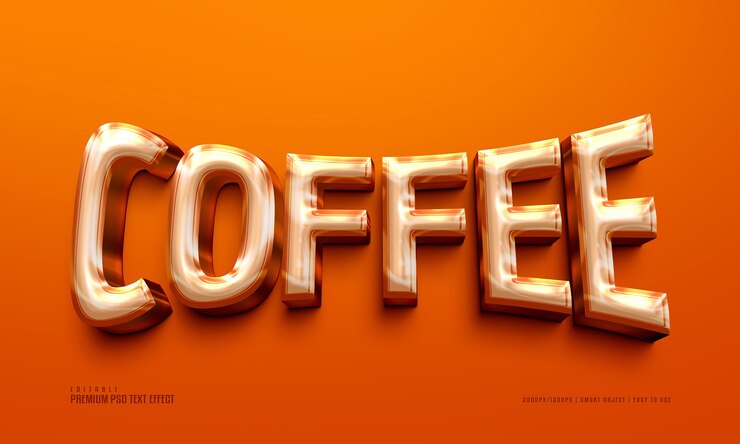 PSD coffee editable premium 3d psd text effect