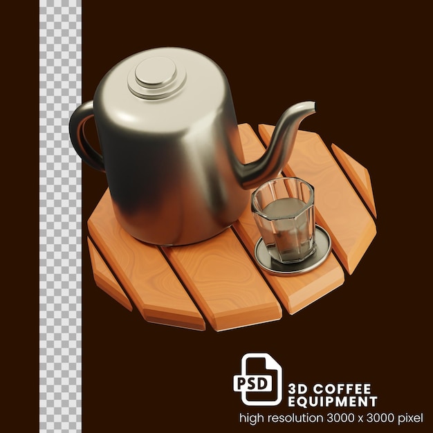 PSD illustrazione 3d dell'attrezzatura per il caffè