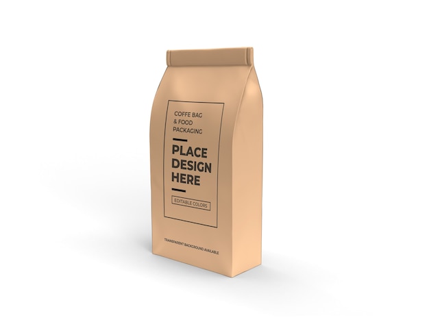 Coffee and food bag packaging mockup design isolated