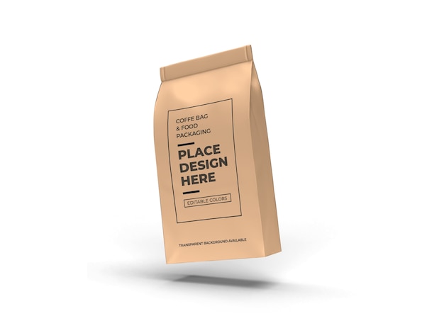 Design di mockup di imballaggio sacchetto di caffè e cibo isolato