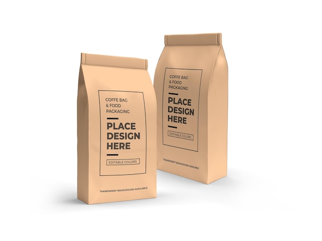 Coffee and food bag packaging mockup