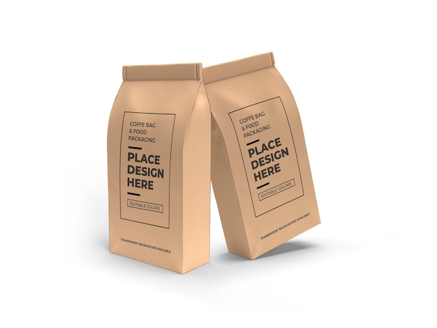 Coffee and food bag packaging mockup