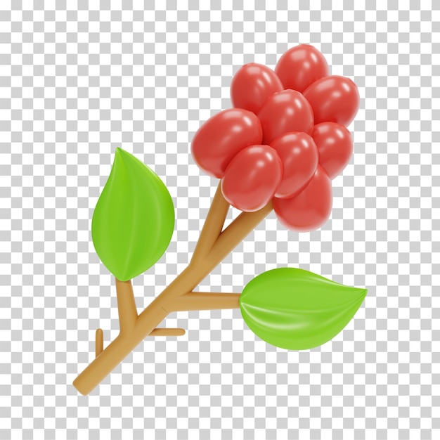 PSD coffee fruit 3d illustration