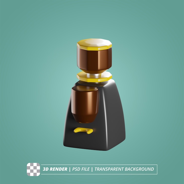 PSD コーヒー グラインダー 3d レンダリング分離画像