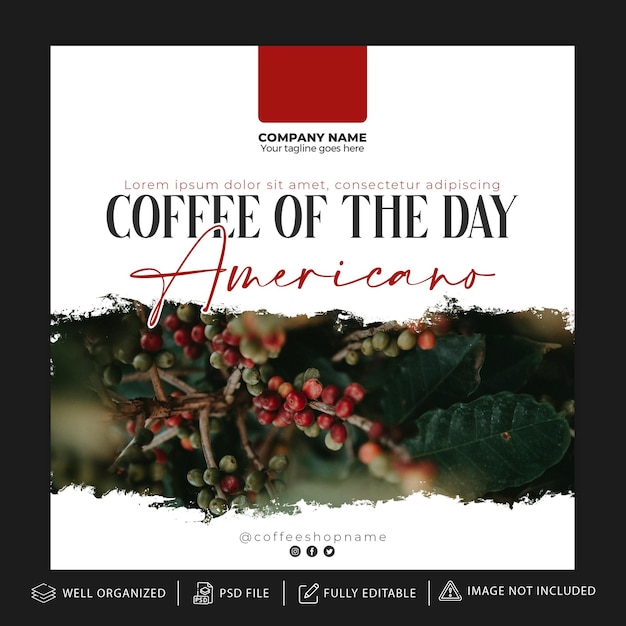 Modello di post o copertina di instagram caffè