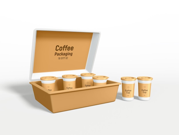 Coffee jar packaging box mockup