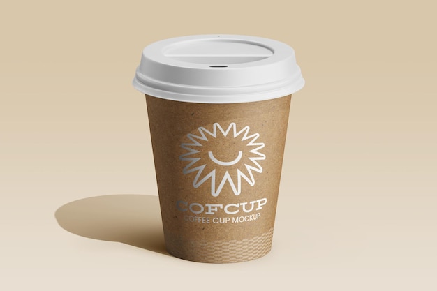 coffee latte drink cup with lid kraft paper texture realistic mockup template