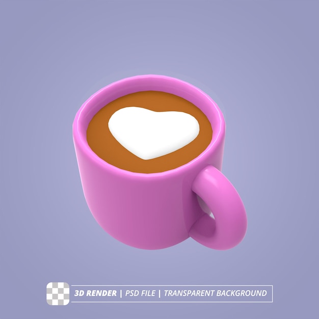 Coffee latte heart 3d render