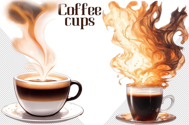 PSD coffee lover's fantastic clipart set