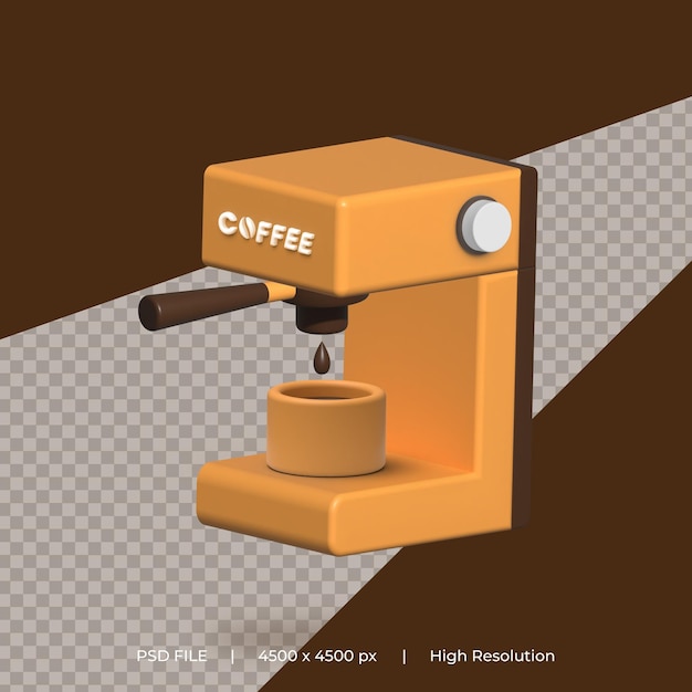 PSD coffee machine 3d rendering isolated