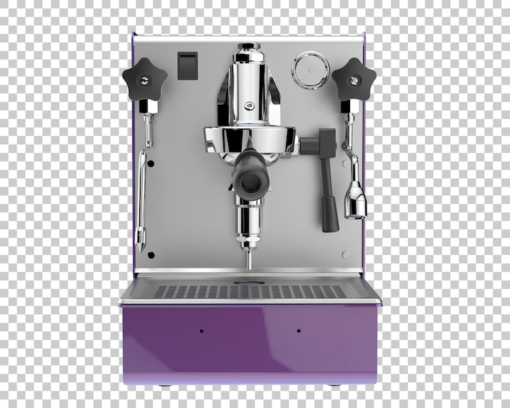 PSD coffee machine isolated on transparent background 3d rendering illustration