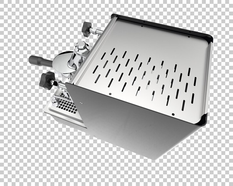 PSD coffee machine isolated on transparent background 3d rendering illustration