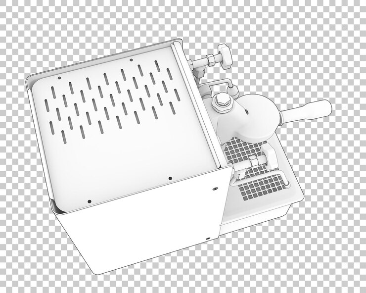 PSD coffee machine isolated on transparent background 3d rendering illustration