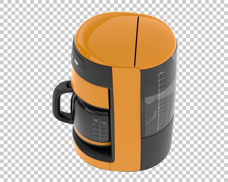 PSD coffee machine isolated on transparent background 3d rendering illustration