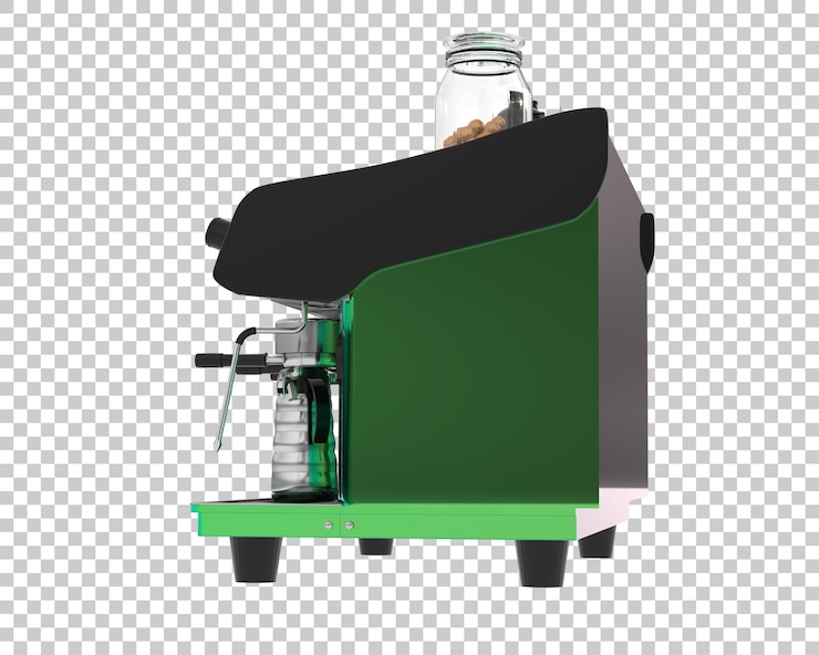 PSD coffee machine isolated on transparent background 3d rendering illustration