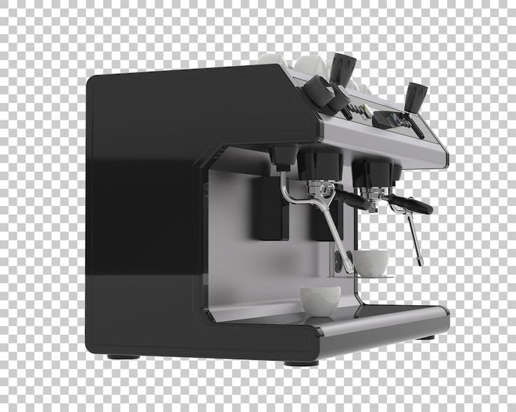 PSD coffee machine on transparent background 3d rendering illustration