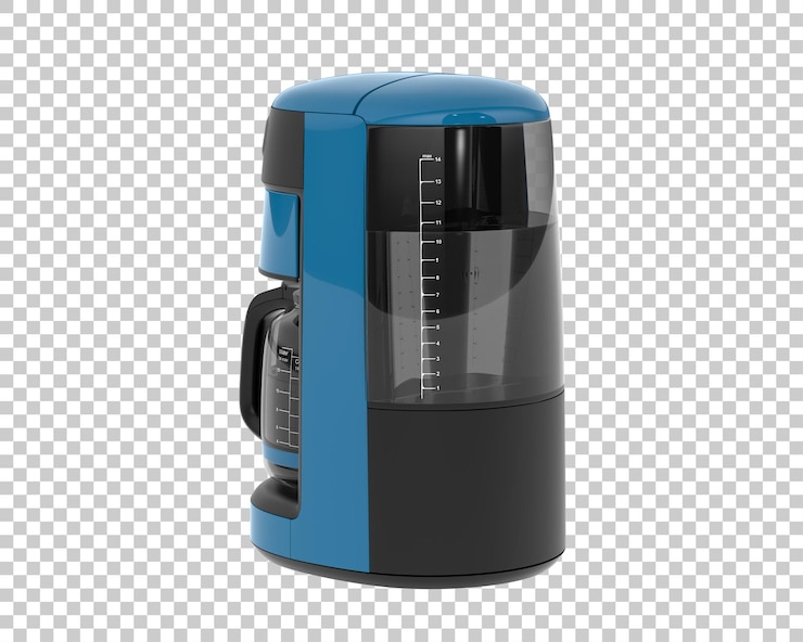 PSD coffee maker isolated on transparent background 3d rendering illustration