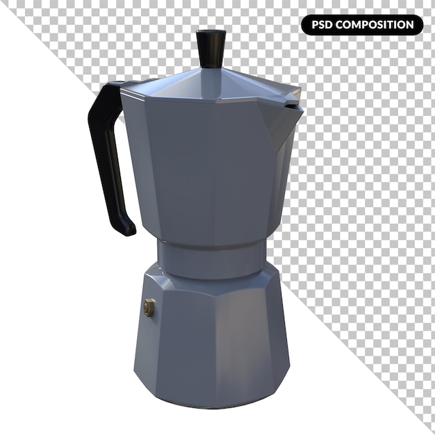 PSD 커피 메이커 기계 격리 된 3d 렌더링