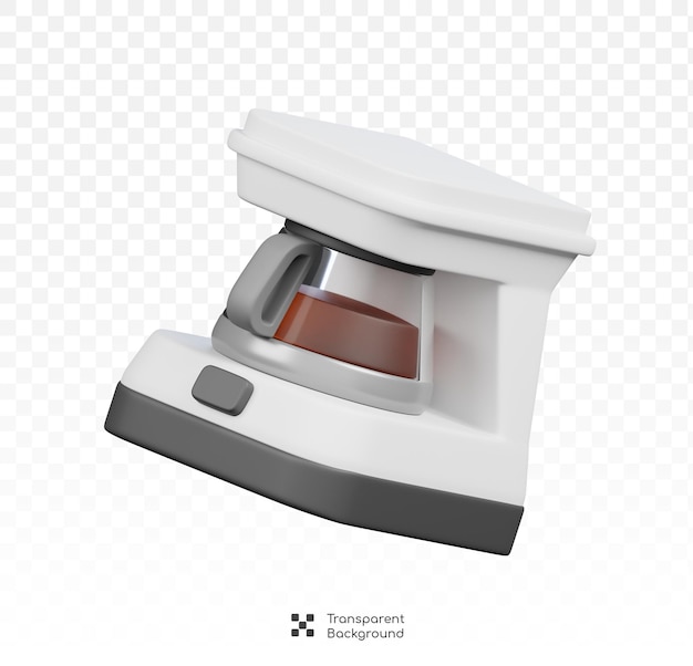 PSD coffee maker machine kitchenware and cooking icon on transparent background 3d render