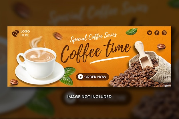 PSD modello di copertina facebook del menu del caffè