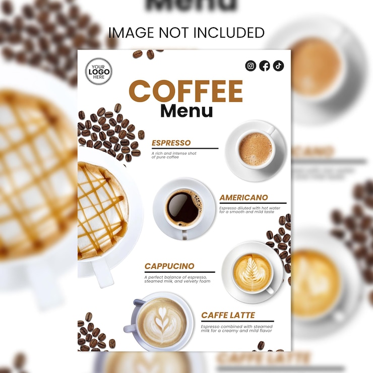 PSD コーヒーメニューのフライヤー