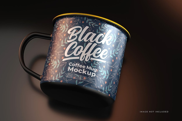 PSD mockup di tazza da caffè con tema scuro