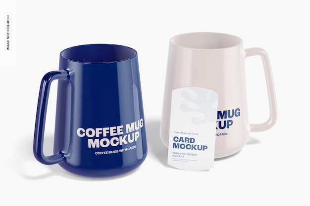 Coffee mugs with card mockup