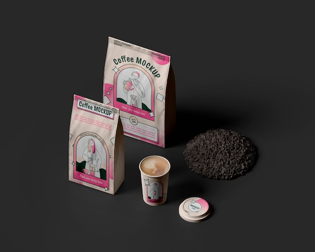 PSD Упаковка кофе с фирменным дизайном