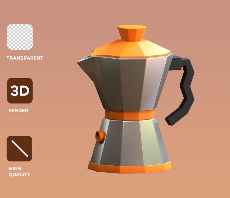 PSD coffee pot 3d icon render
