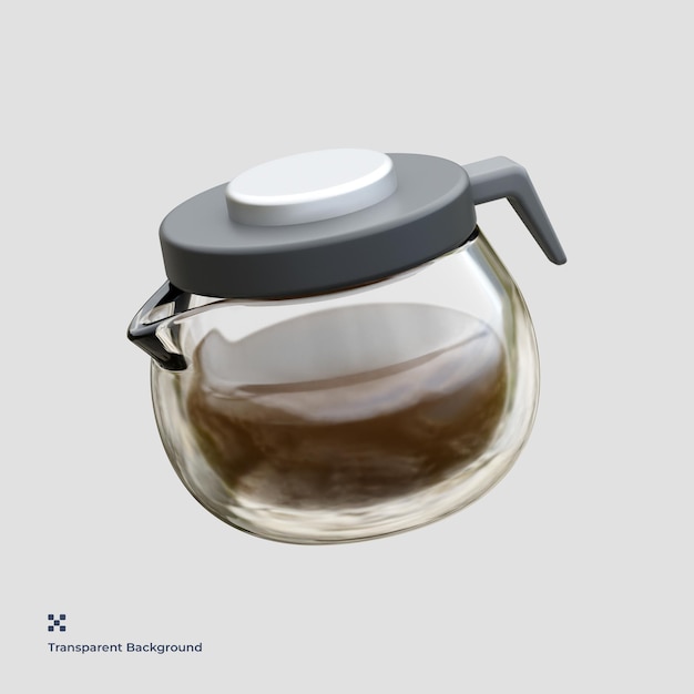 PSD coffee pot 3d illustration