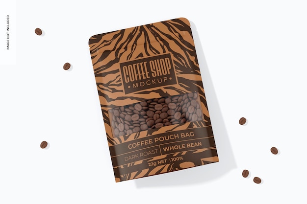 Coffee Pouch Bag Mockup Top View