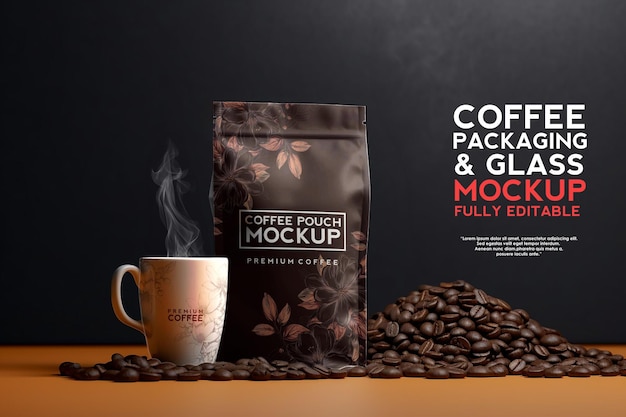 Coffee pouch branding identity display