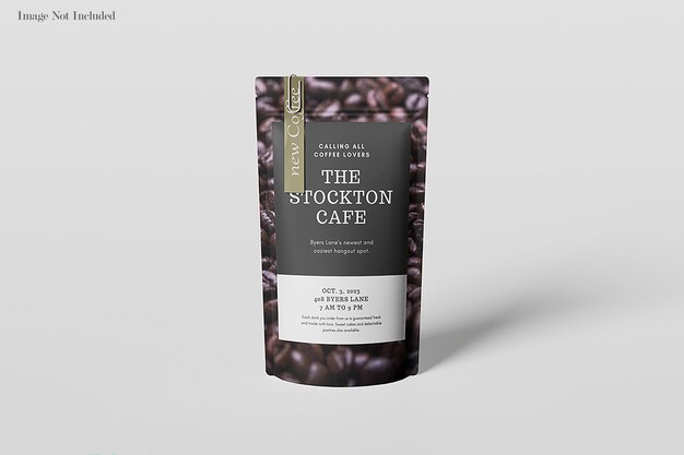 PSD coffee pouch packaging mockup front view