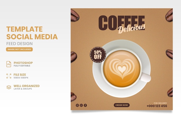 Coffee sale social media banner design template