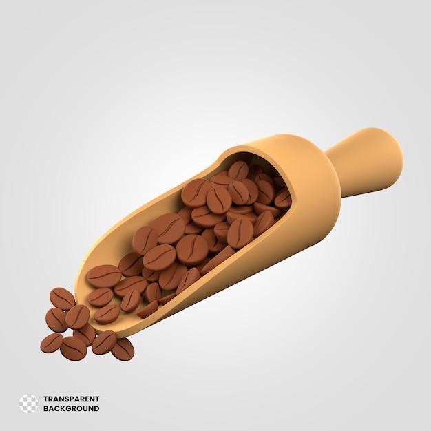 PSD coffee scoop 3d render illutration