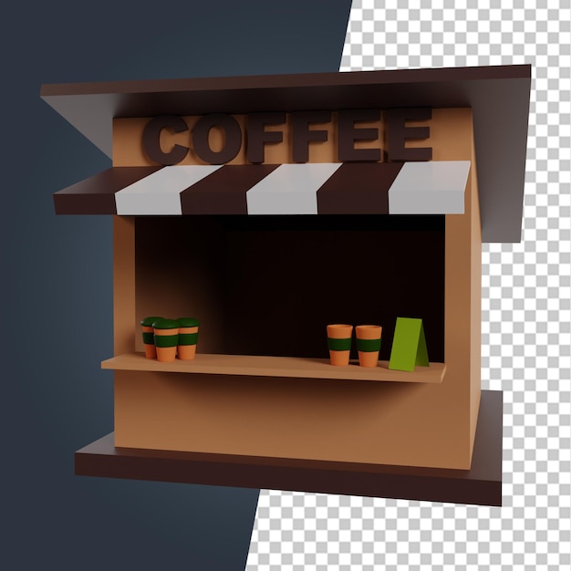 Coffee shop 3d render clipart