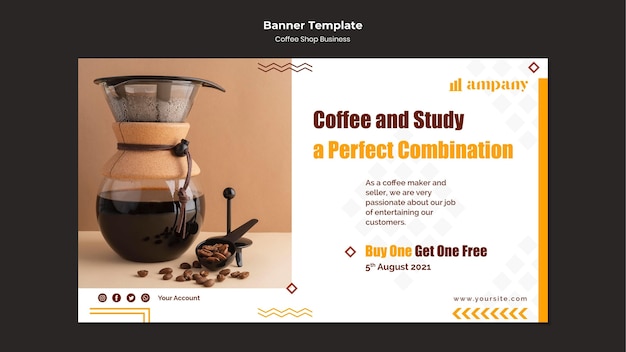 PSD coffee shop business banner design template