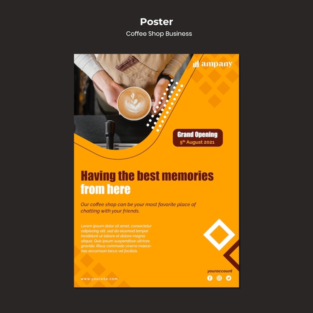 Coffee shop business poster design template