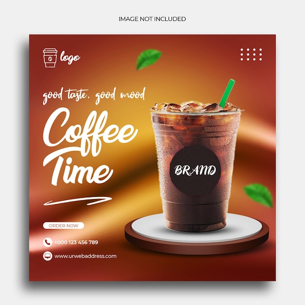 Coffee shop drink menu promotion instagram post social media post banner template