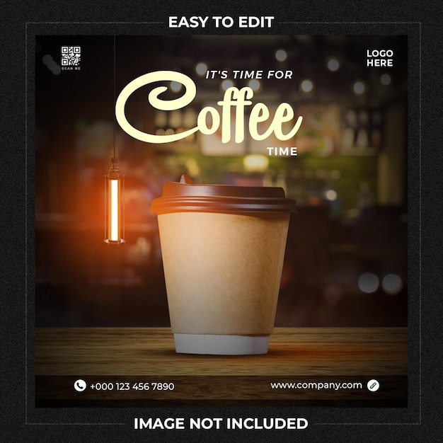 PSD coffee shop drink menu promotion social media banner template