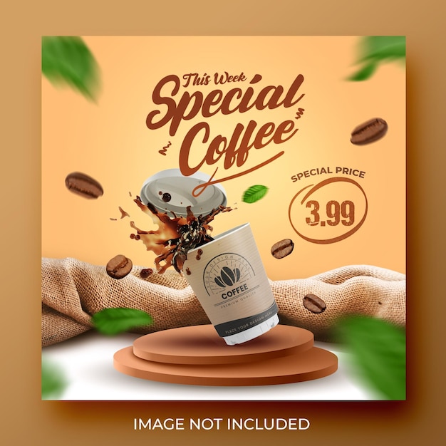 Coffee shop drink menu promotion social media instagram post banner template